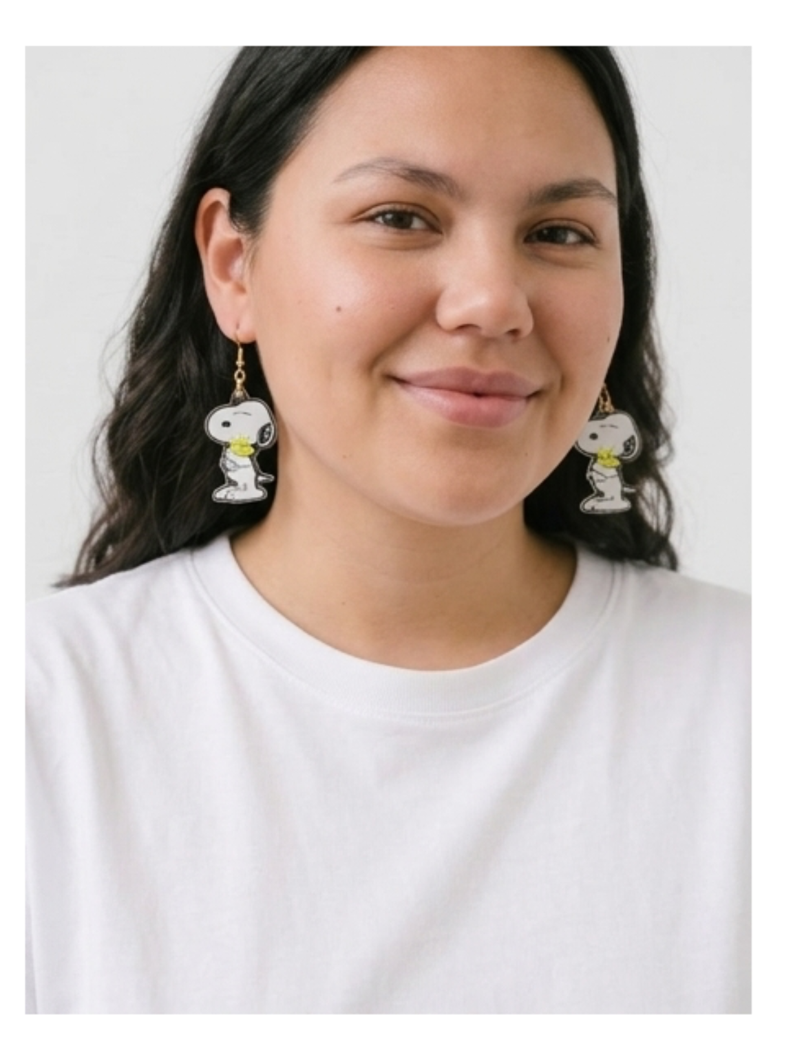 Peanut dog with bird earrings