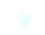 Logo bleu très pâle avec une icône de main et le texte « GLOBEAID » en dessous