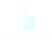Logo bleu très pâle avec une icône de main et le texte « GLOBEAID » en dessous