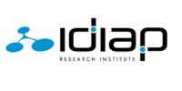 Logo de l'Institut de recherche IDIAP avec icône bleue et texte noir sur fond blanc