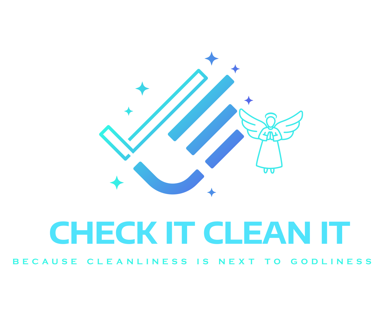 A logo for check it clean it because cleanliness is next to coolness