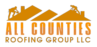 A logo for all counties roofing group llc-orange