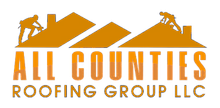 A logo for all counties roofing group llc-orange 