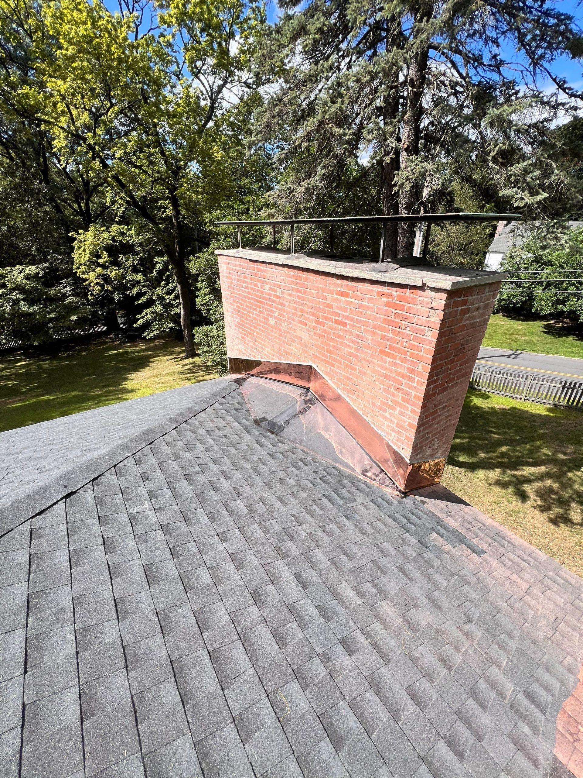 completed copper chimney flashing