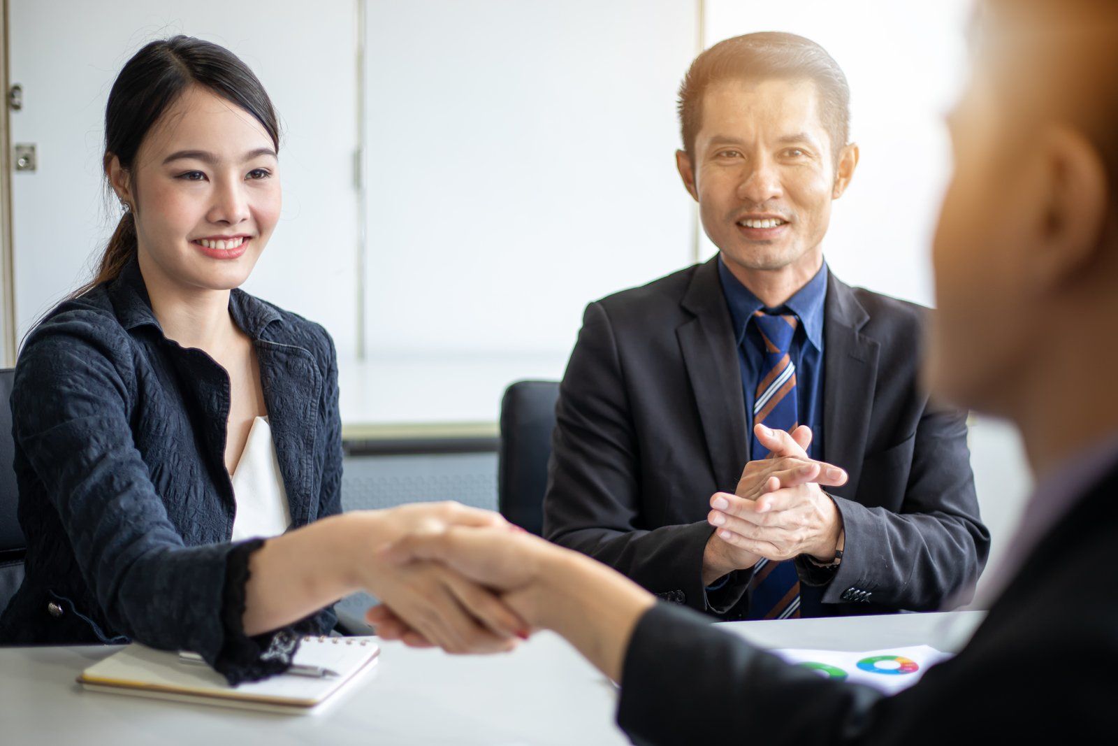 three people in the meeting
