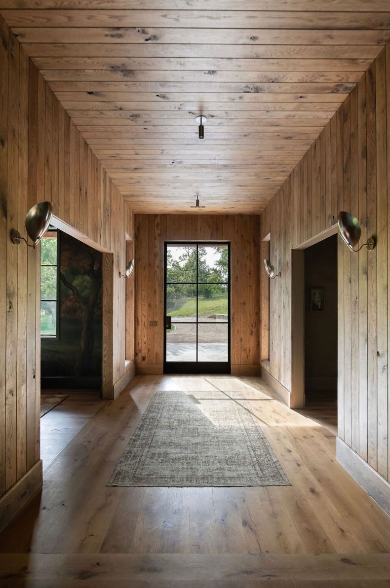 luxury custom home builds in franklin, tn featuring white oak walls and vintage lighting