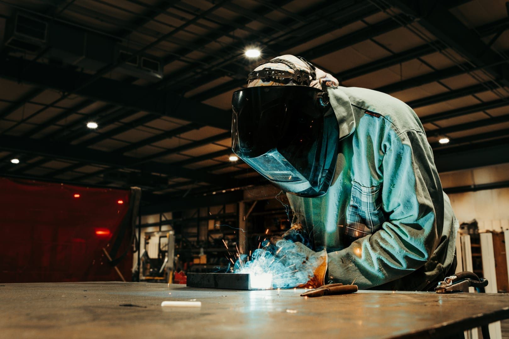 Man welding with welding mask