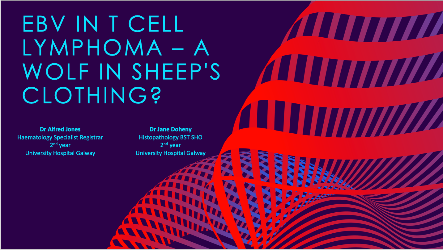 A poster that says ebv in t cell lymphoma - a wolf in sheep 's clothing