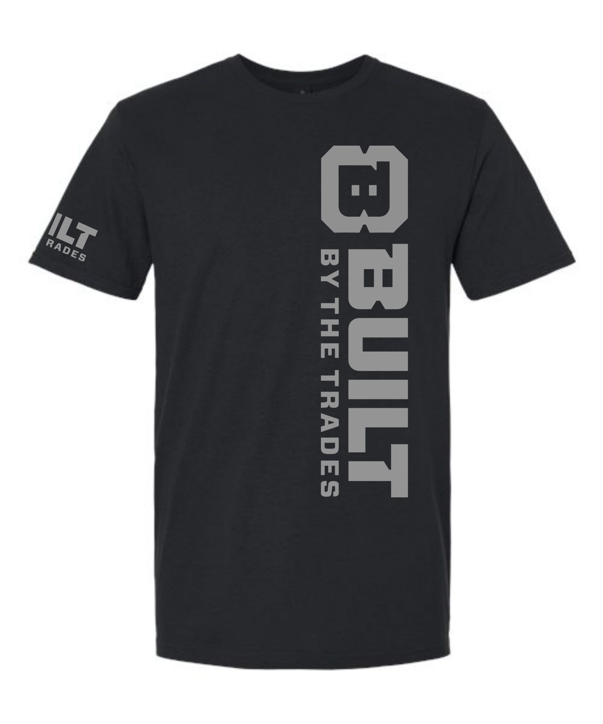 Built by the Trades Gray Vertical Flag on Black tee