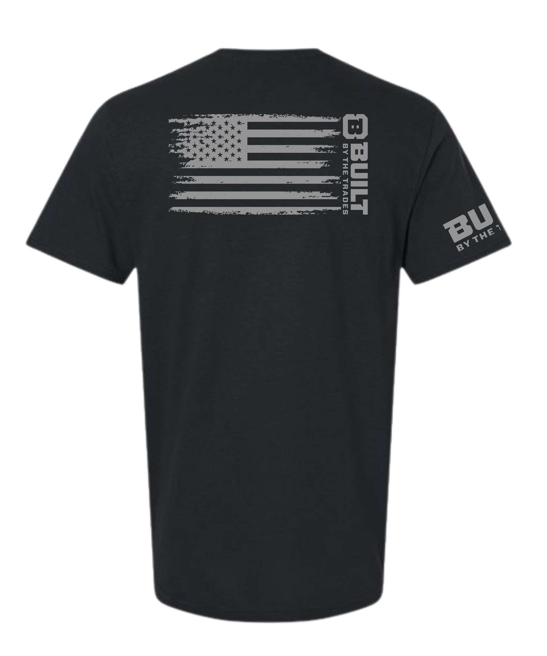 Built by the Trades Gray Horizontal Flag on Black tee