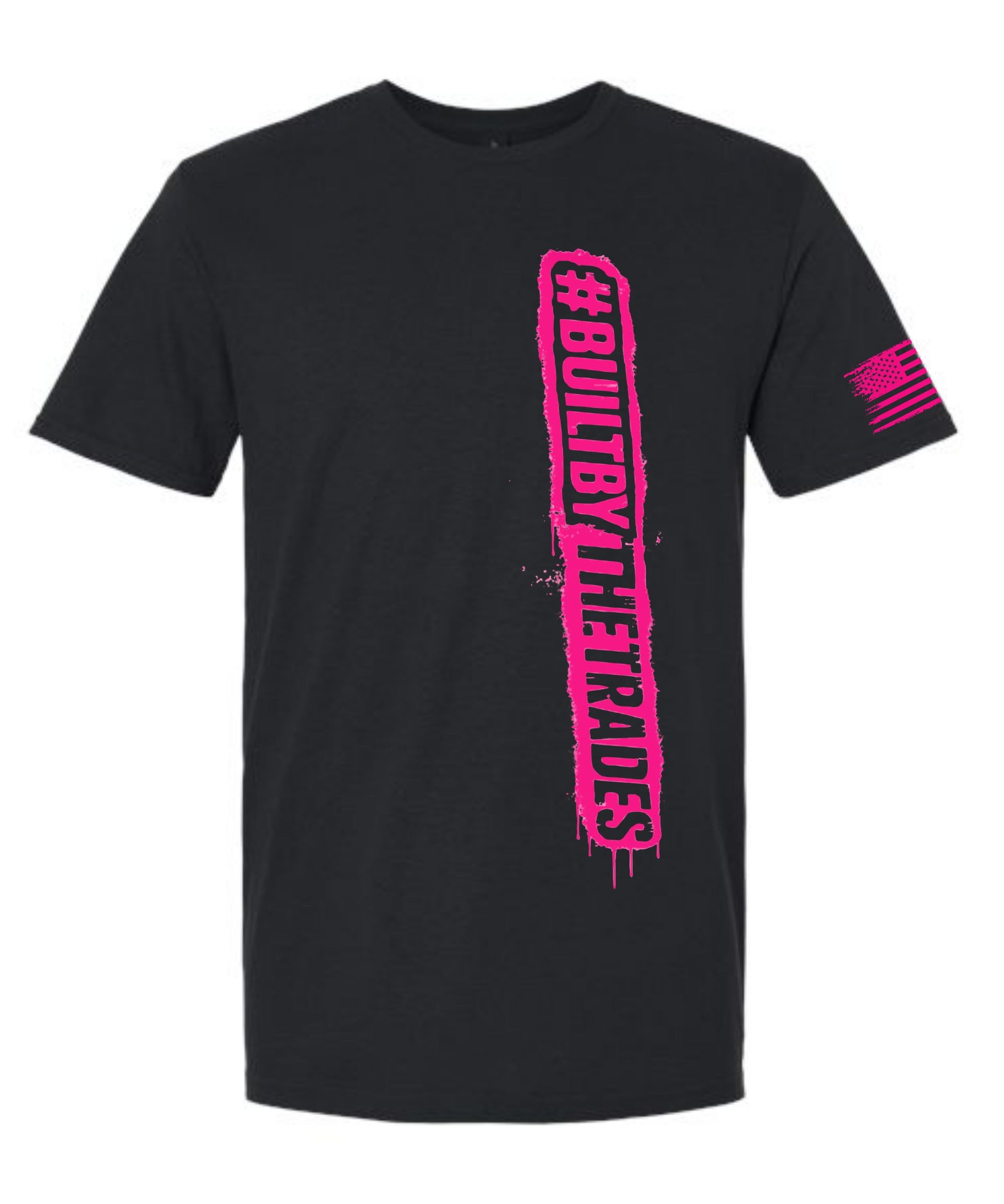 Built by the Trades Hot Pink on Black tee