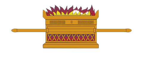A golden altar with flames and carrying poles, often associated with religious practices.