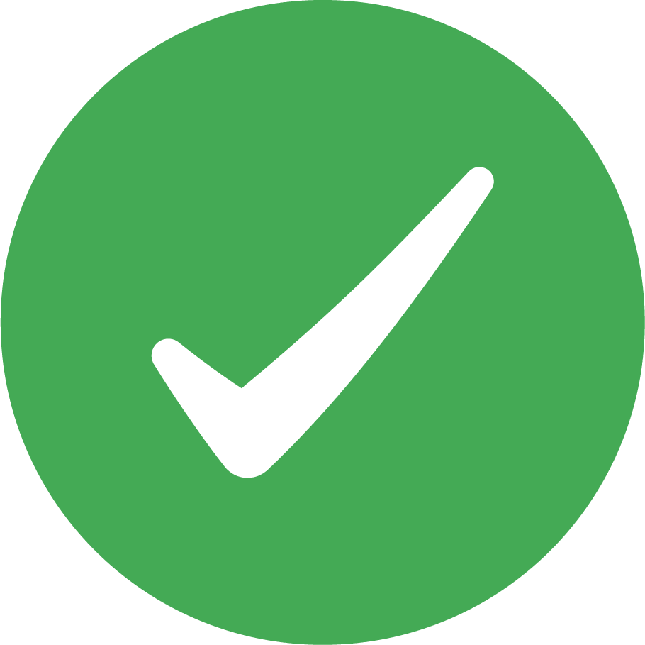 Green circle with white checkmark.