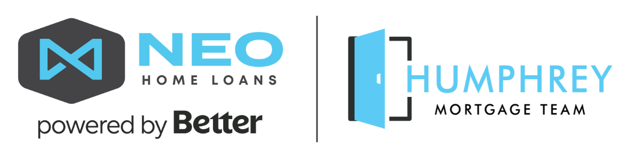 Logos for NEO Home Loans powered by Better and Humphrey Mortgage Team.