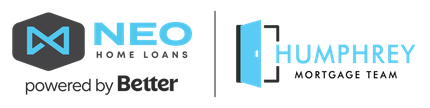 Logos for NEO Home Loans powered by Better and Humphrey Mortgage Team.