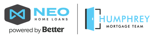 Logos for NEO Home Loans powered by Better and Humphrey Mortgage Team.