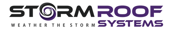 A logo for storm roof weather the storm systems