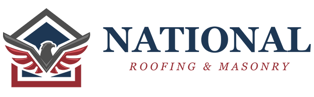 The logo for National Roofing and Masonry has an eagle on it.