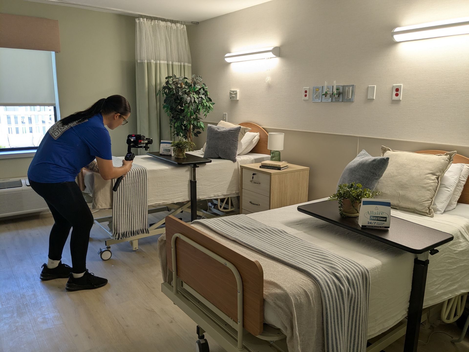 Bright private resident room inside a renovated nursing home