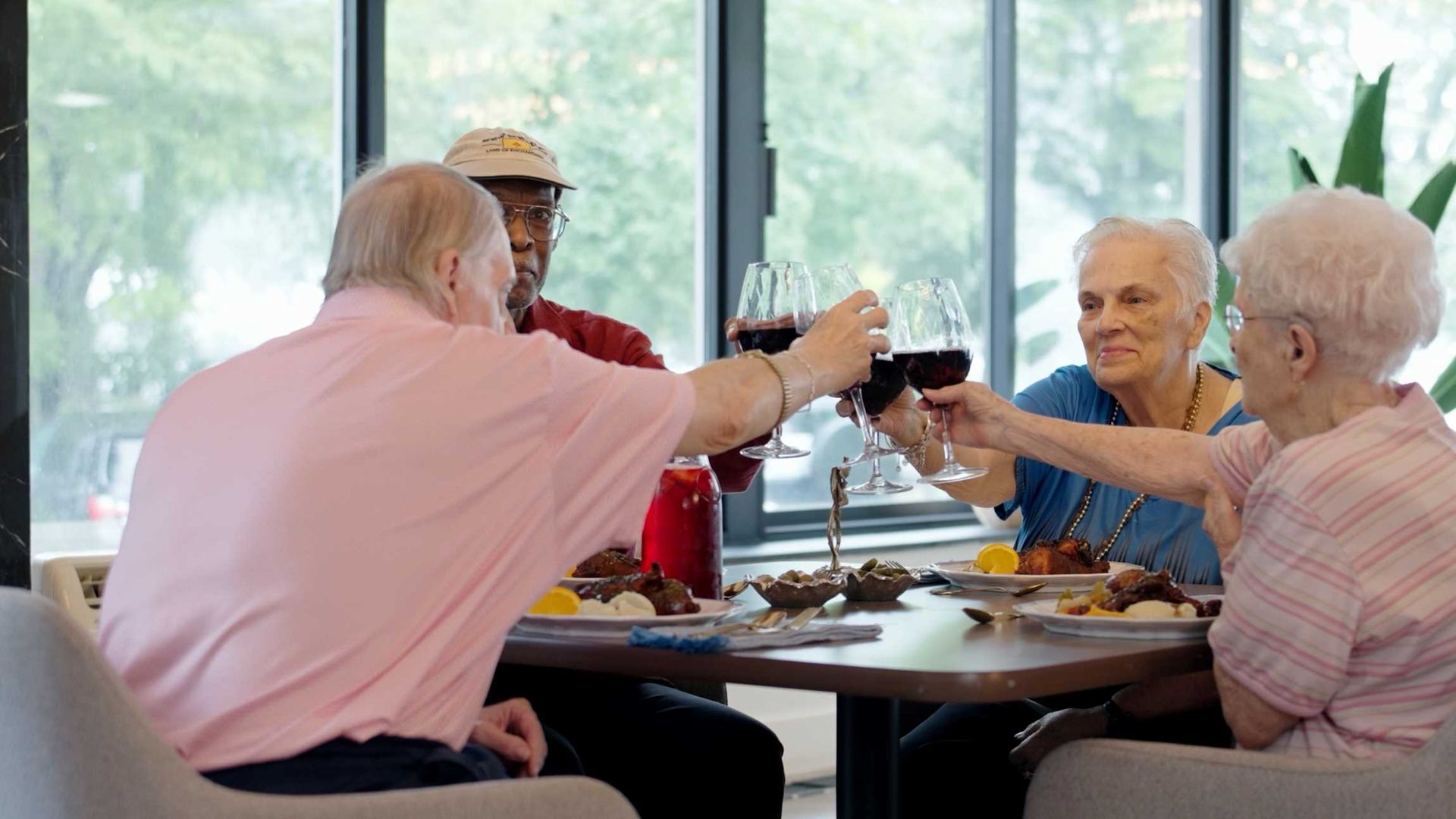 Welcoming dining room inside a modern nursing home community