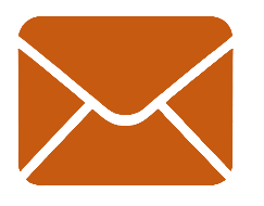 Orange envelope icon with white outline, representing email or messaging