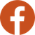 White lowercase “f” on an orange circular background, Facebook logo