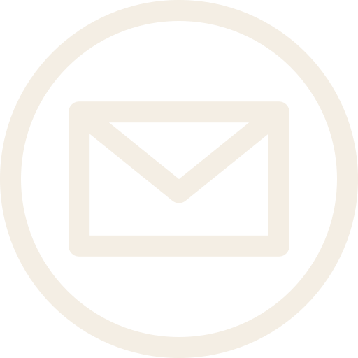 Light beige envelope icon inside a circle on a white background