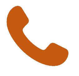 Orange telephone handset icon on a white background