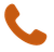 Orange telephone handset icon on a white background