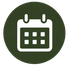 White calendar icon on a dark green circular background