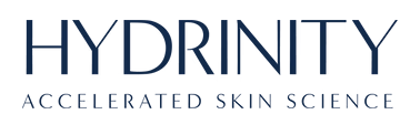 HYDRINITY logo with the tagline “Accelerated Skin Science” on a white background