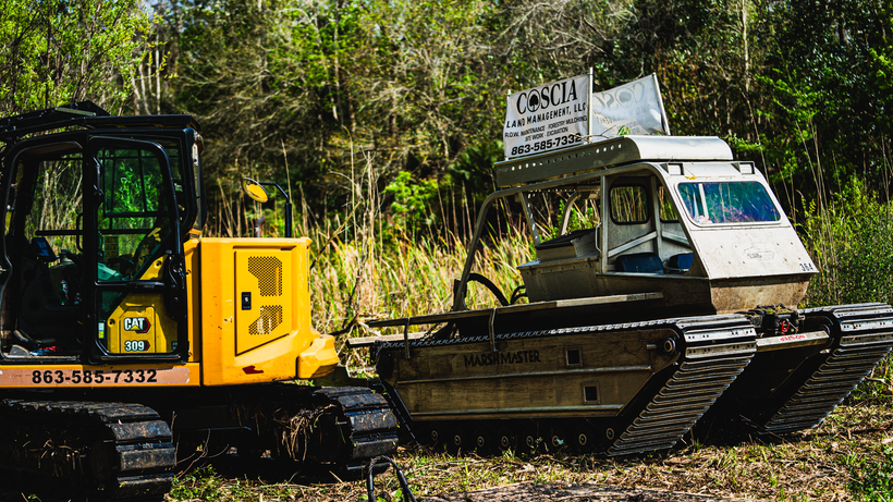 Contractor used tractor skid steers to remove trees