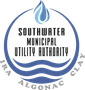 Southwater Municipal Utility Authority logo with blue water droplet and waves, IRA, ALGONAC, CLAY text.