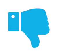 Blue thumbs-down icon, indicating disapproval or dislike.