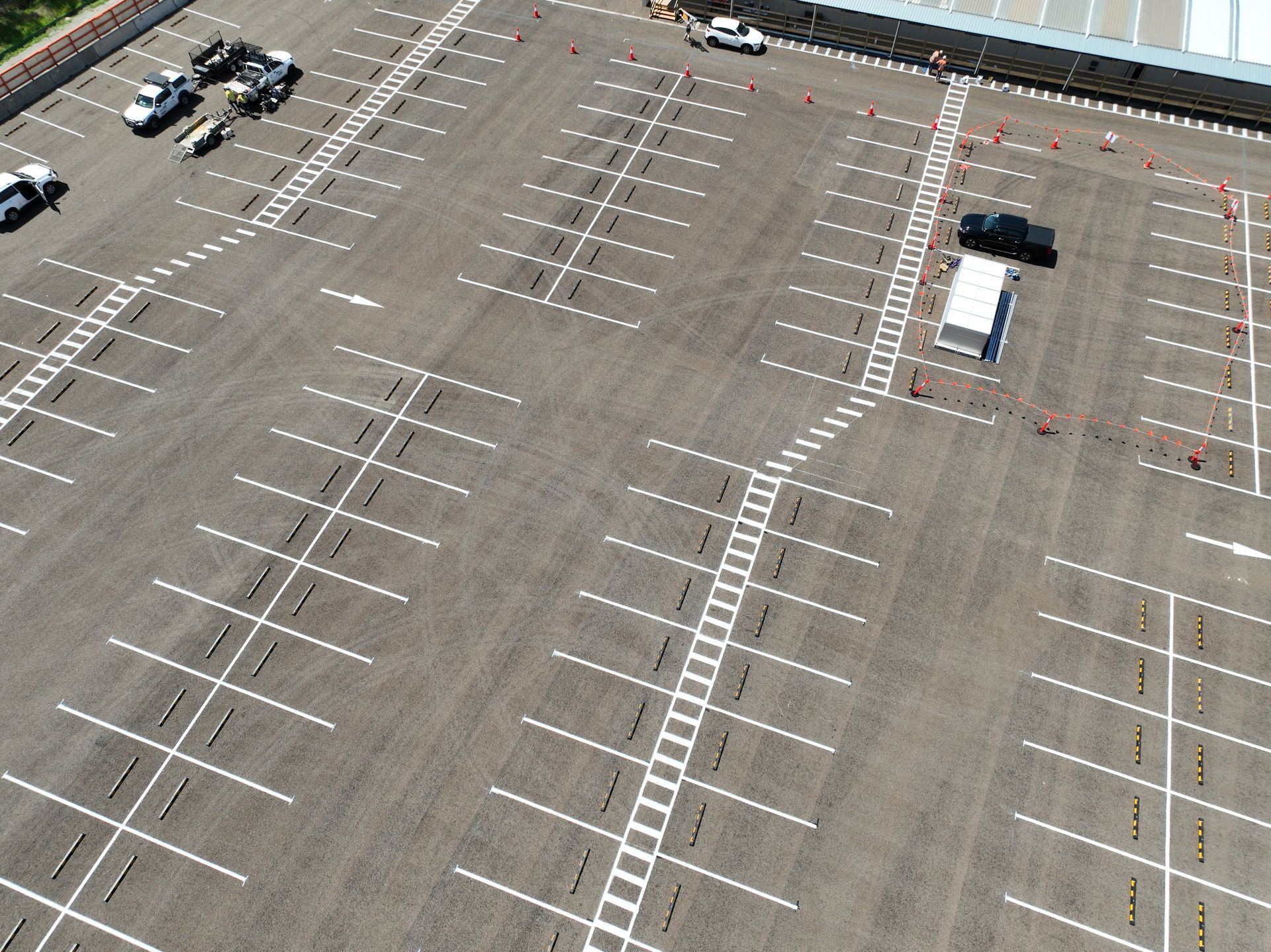 Parking lot with perfect line marking