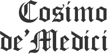 Testo in lettere nere con la scritta “Cosimo de' Medici” su sfondo bianco