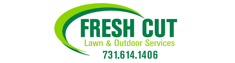 Fresh Cut Lawn & Outdoor Services logo in green and gold with phone number 731.614.1406