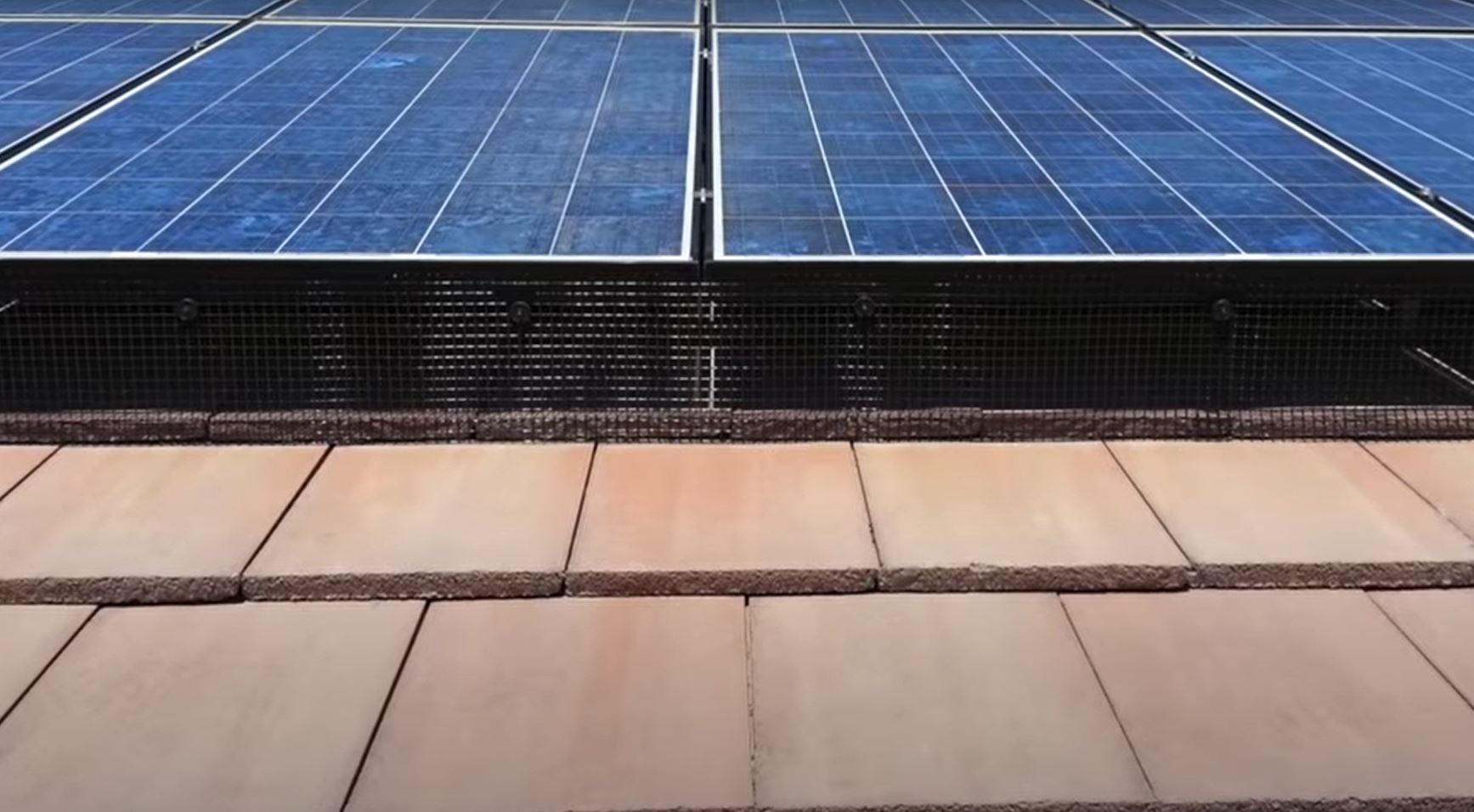 installation of bird proof mesh under solar panels