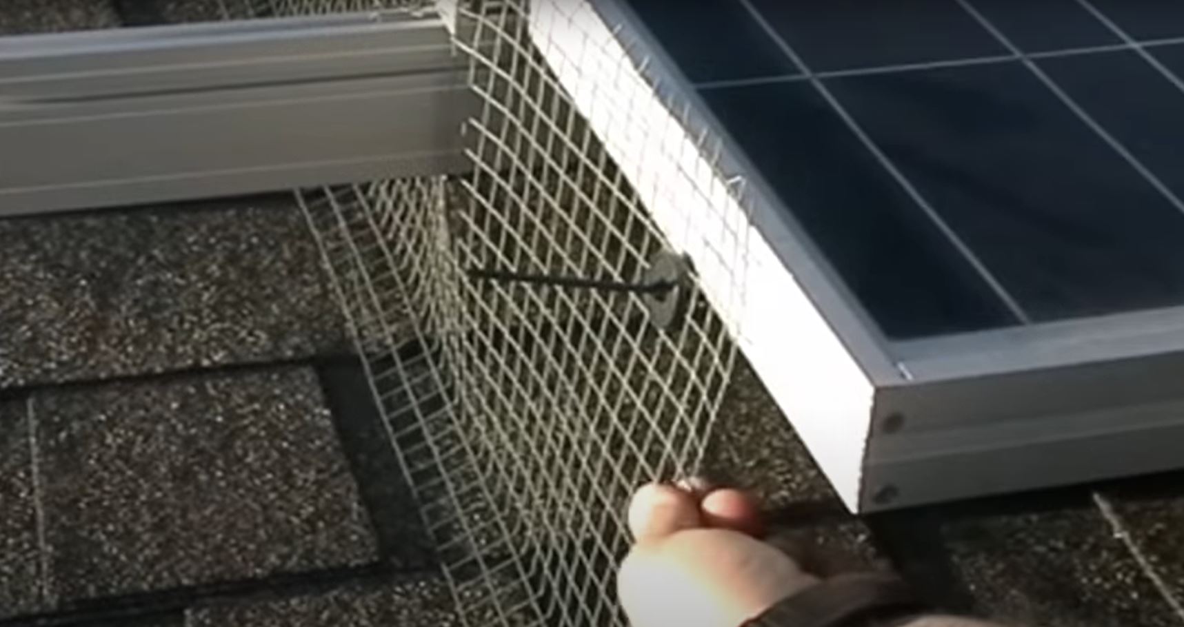 rooftop solar panels protected from birds and debris