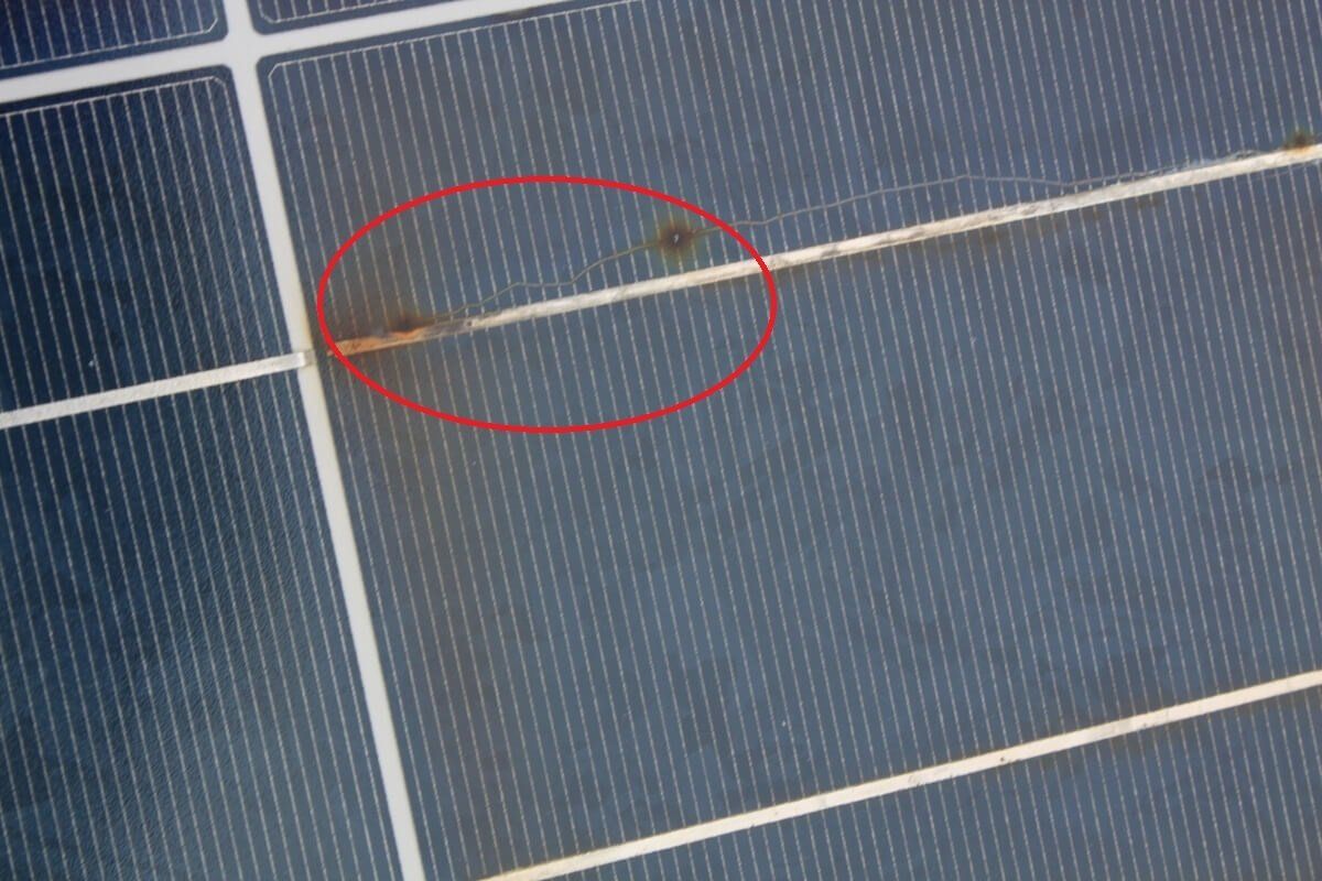 buildup removed from solar panels during cleaning