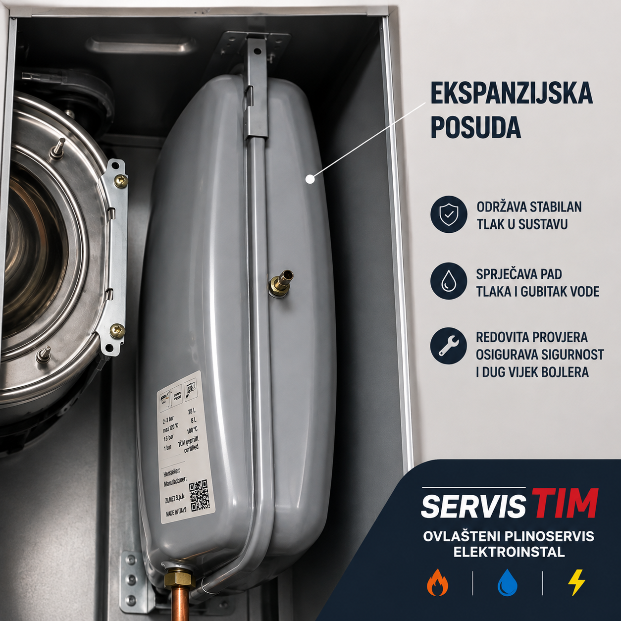 ekspanzijska posuda kondenzacijskog plinskog bojlera