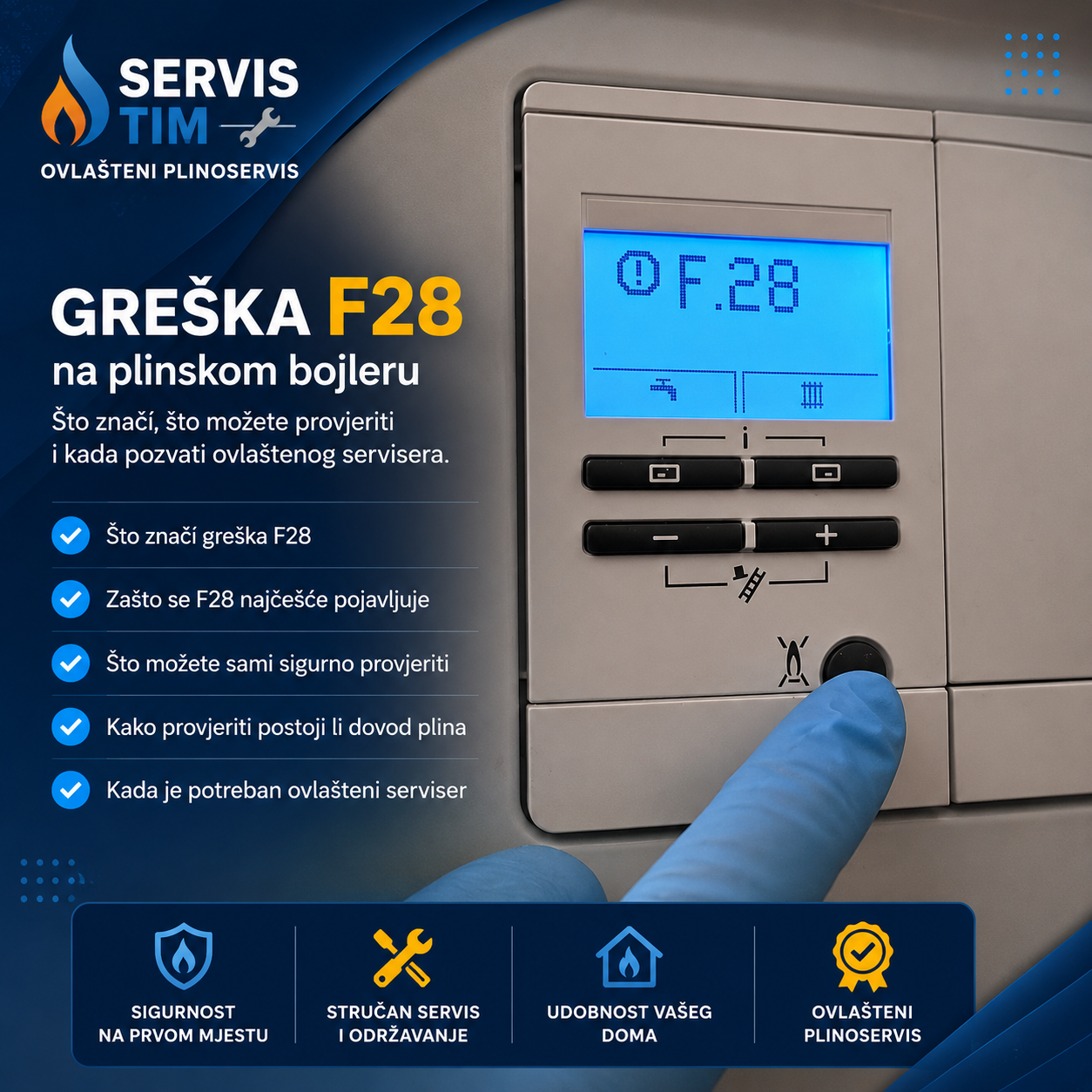 Primjer greške f22 na displeju plinskog bojlera