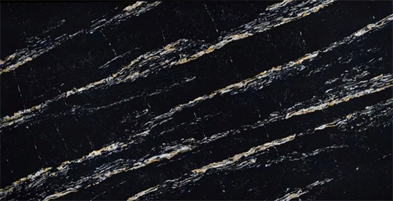 A close up of a black surface with white stripes
