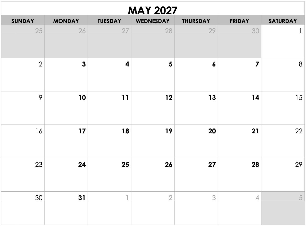 A black and white calendar for july 2025