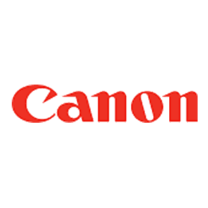 Logo Canon in testo rosso.