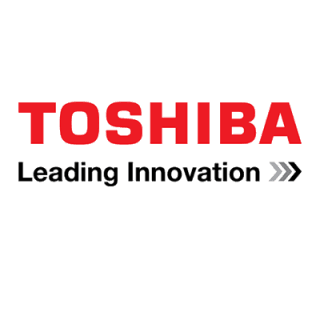 Logo Toshiba con la scritta rossa