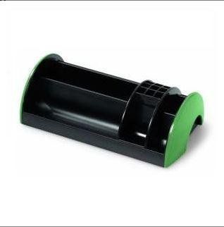 Organizer da scrivania nero e verde con scomparti per penne e altri oggetti.