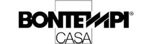 Logo di Bontempi Casa in nero con testo stilizzato su sfondo bianco.