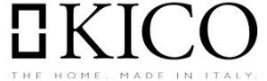 Logo KICO con lo slogan “THE HOME MADE IN ITALY” in nero su sfondo chiaro