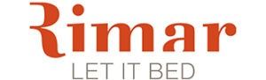 Logo Rimar in rosso e grigio con lo slogan “LET IT BED”